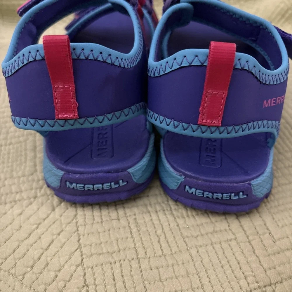 Merrell Girls Sz 4 Hiking Water Sandals Camp Lake Nature Beach Pink/Blue NEW